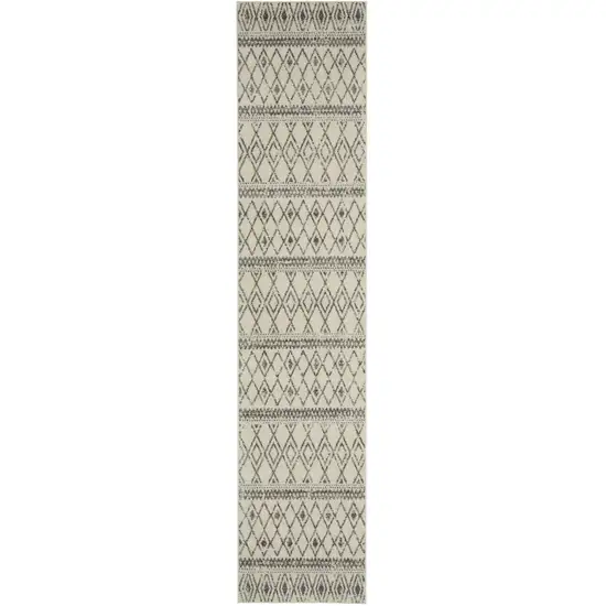 Ivory and Gray Berber Pattern Runner Rug Photo 1