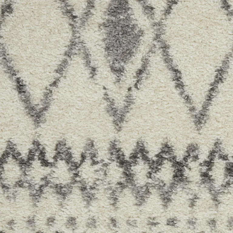 Ivory and Gray Berber Pattern Runner Rug Photo 5