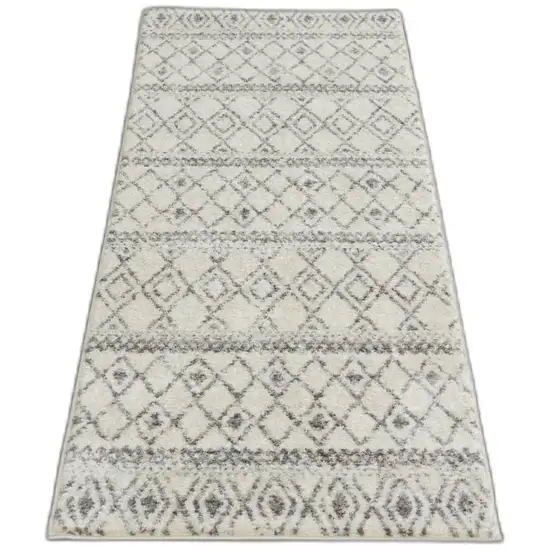 Ivory and Gray Berber Pattern Runner Rug Photo 6