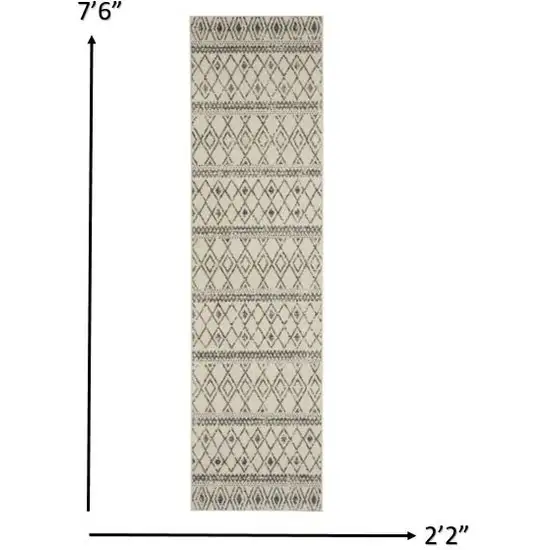 Ivory and Gray Berber Pattern Runner Rug Photo 5