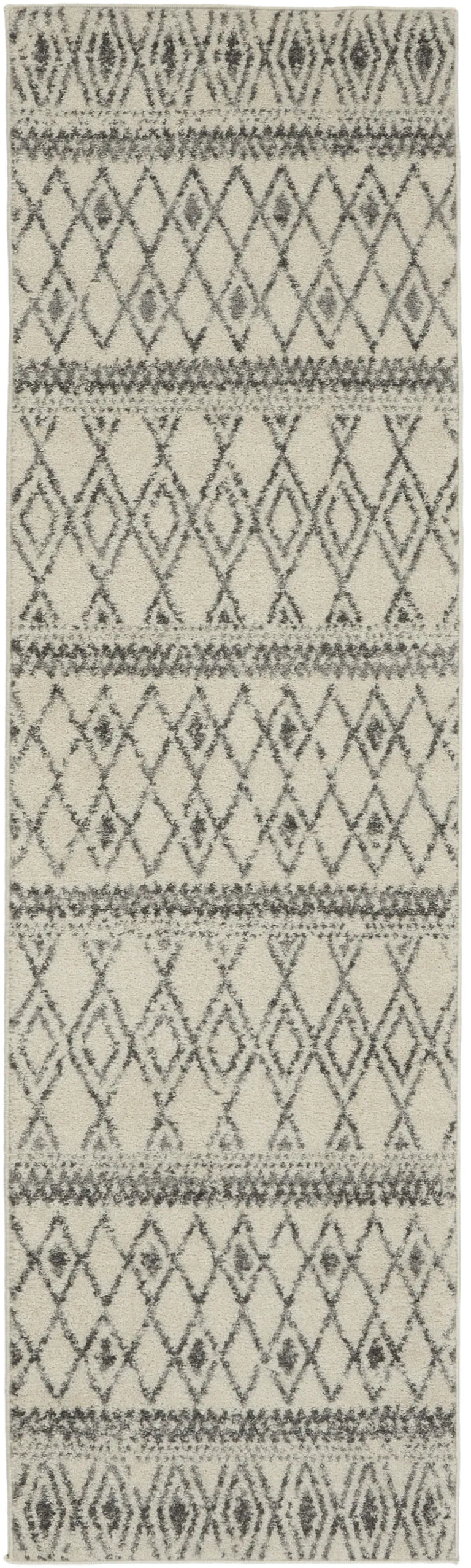 Ivory and Gray Berber Pattern Runner Rug Photo 1