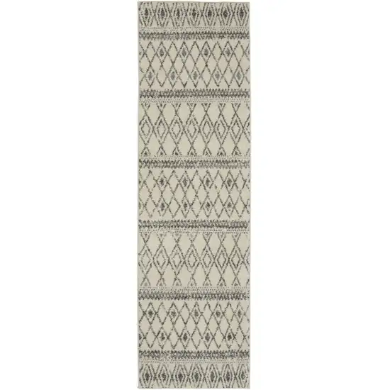 Ivory and Gray Berber Pattern Runner Rug Photo 1