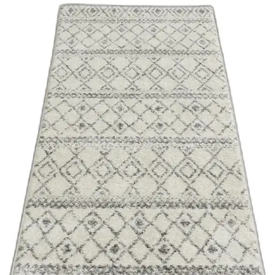 Ivory and Gray Berber Pattern Runner Rug Photo 9