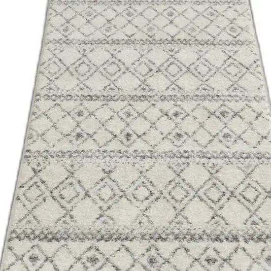 Ivory and Gray Berber Pattern Runner Rug Photo 8