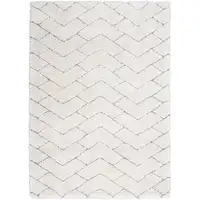 Photo of Ivory and Gray Chevron Shag Area Rug