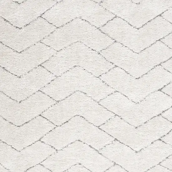 Ivory and Gray Chevron Shag Area Rug Photo 4