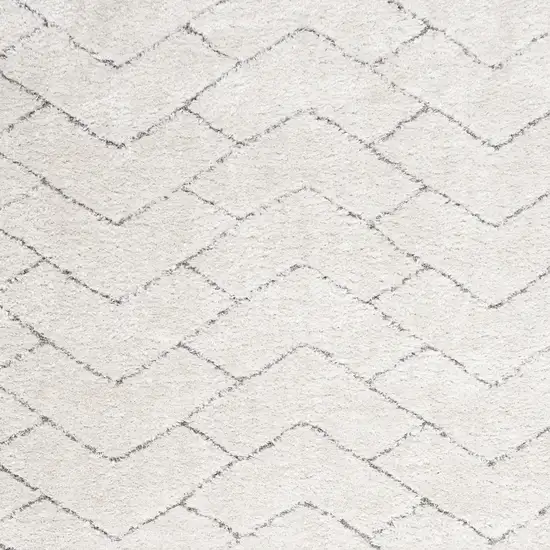 Ivory and Gray Chevron Shag Area Rug Photo 4