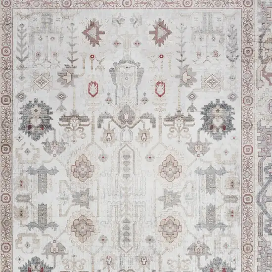 Ivory and Gray Floral Distressed Non Skid Area Rug Photo 8