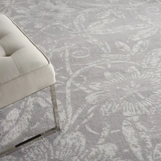 Ivory and Gray Floral Distressed Non Skid Area Rug Photo 8