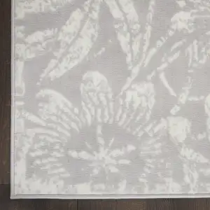 Photo of Ivory and Gray Floral Distressed Non Skid Area Rug