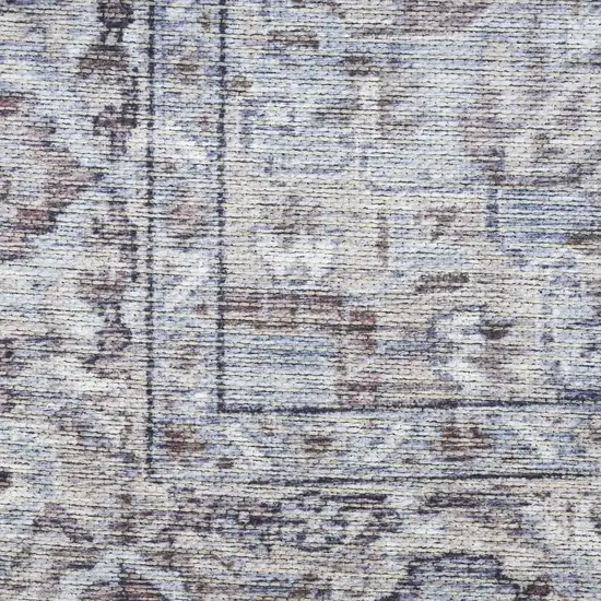 Ivory and Gray Floral Medallion Power Loom Distressed Area Rug Photo 5