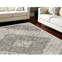 Photo of Ivory and Gray Floral Non Skid Area Rug