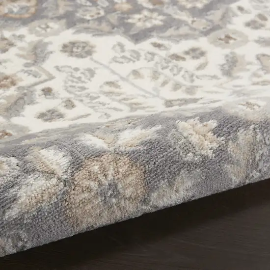 Ivory and Gray Floral Non Skid Area Rug Photo 7