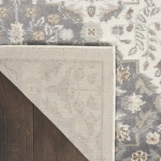 Ivory and Gray Floral Non Skid Area Rug Photo 6