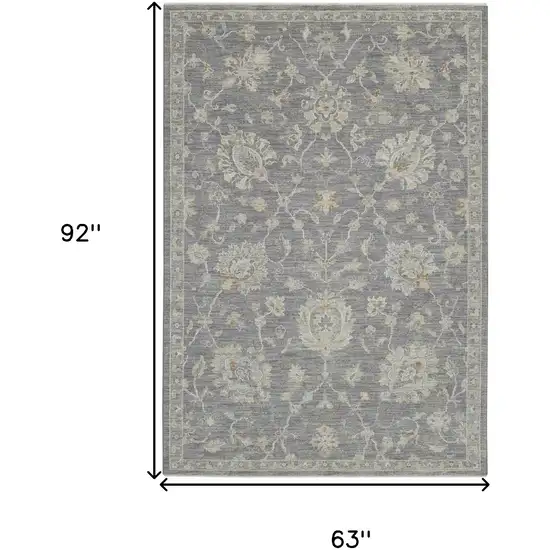 Ivory and Gray Floral Power Loom Area Rug Photo 3