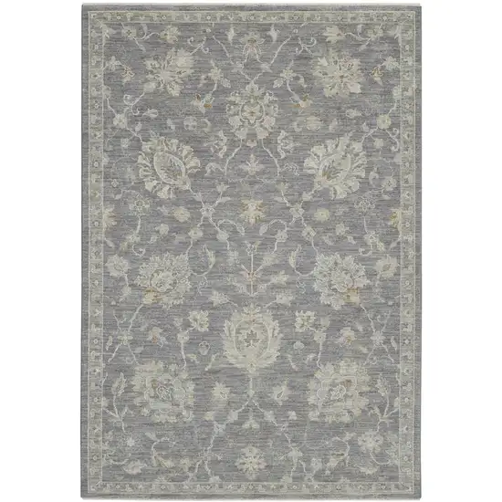 Ivory and Gray Floral Power Loom Area Rug Photo 2