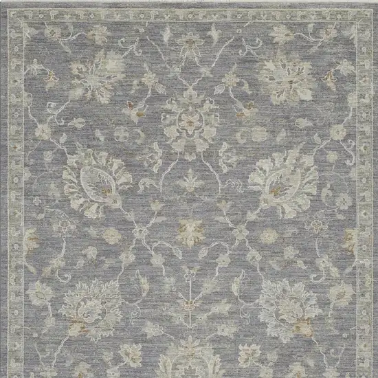 Ivory and Gray Floral Power Loom Area Rug Photo 9