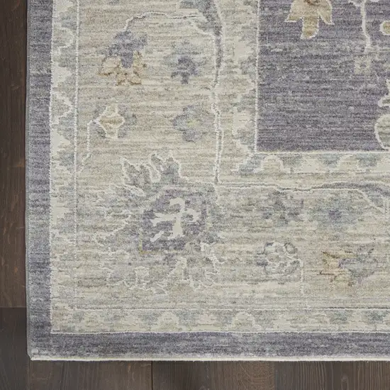 Ivory and Gray Floral Power Loom Area Rug Photo 4