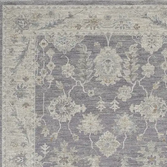 Ivory and Gray Floral Power Loom Area Rug Photo 8