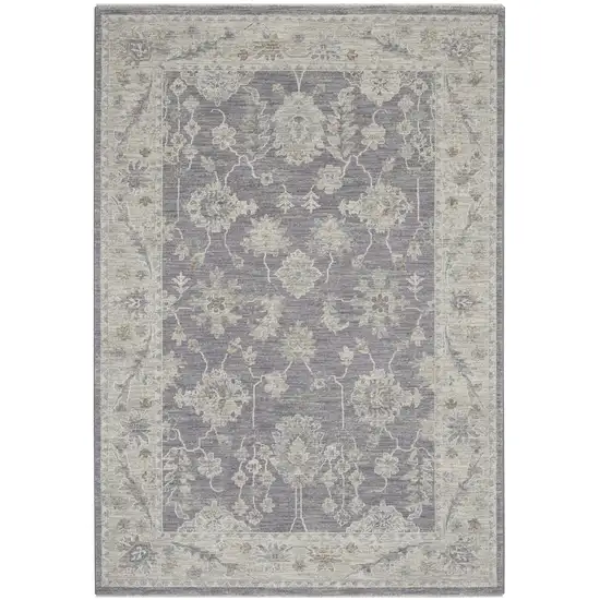 Ivory and Gray Floral Power Loom Area Rug Photo 2