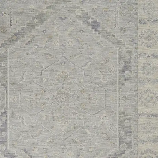 Ivory and Gray Floral Power Loom Area Rug Photo 6