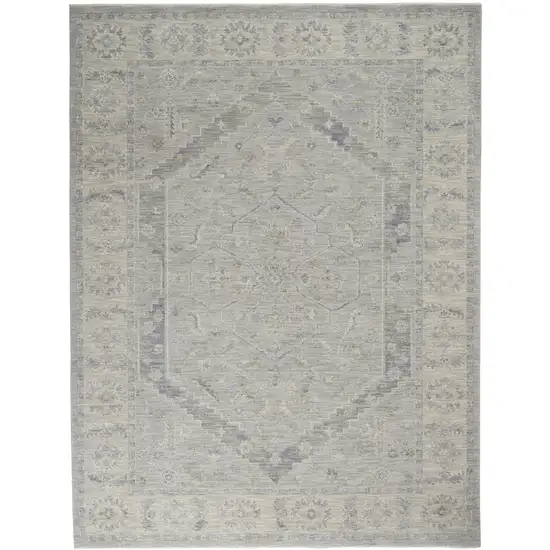 Ivory and Gray Floral Power Loom Area Rug Photo 2