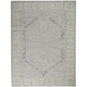 Photo of Ivory and Gray Floral Power Loom Area Rug