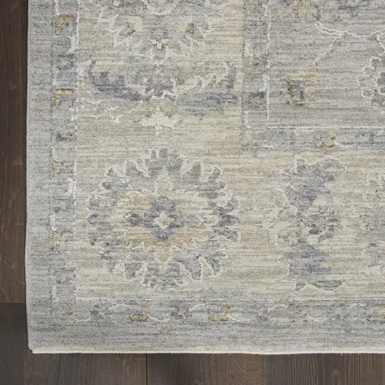 Ivory and Gray Floral Power Loom Area Rug Photo 4