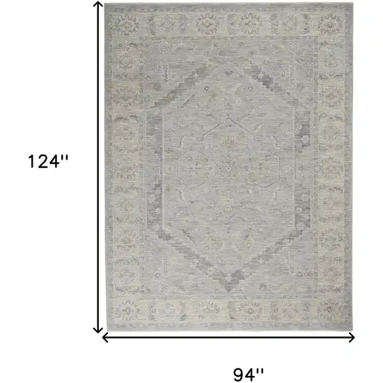 Ivory and Gray Floral Power Loom Area Rug Photo 3