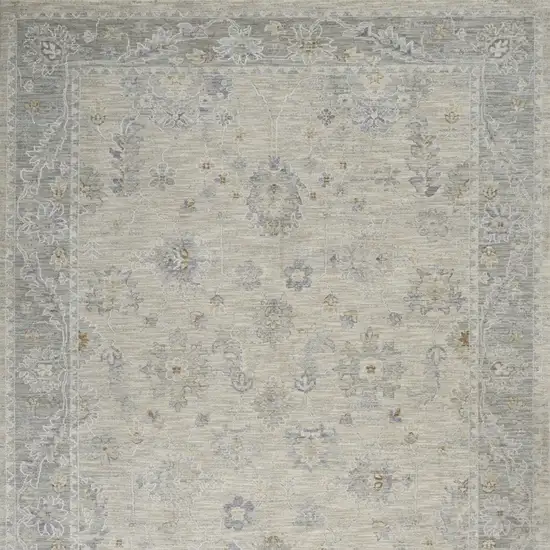 Ivory and Gray Floral Power Loom Area Rug Photo 7