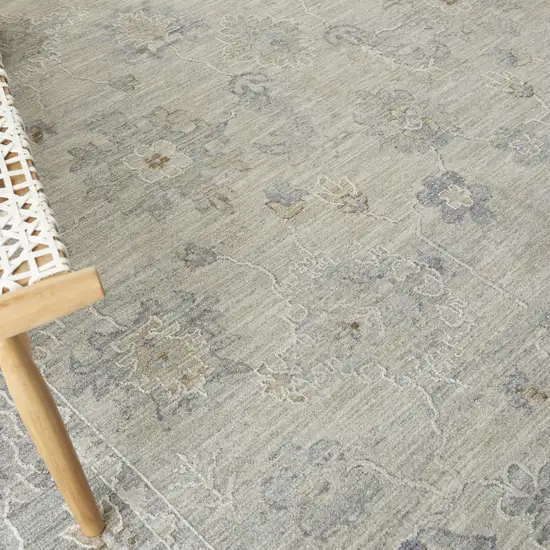 Ivory and Gray Floral Power Loom Area Rug Photo 8