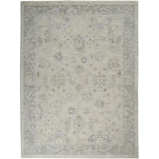 Ivory and Gray Floral Power Loom Area Rug Photo 2