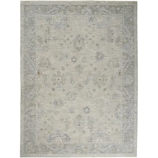 Ivory and Gray Floral Power Loom Area Rug Photo 9