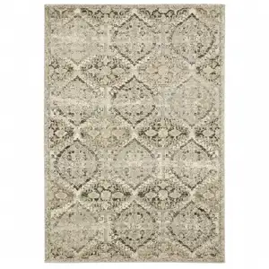 Photo of Ivory and Gray Floral Trellis Indoor Area Rug