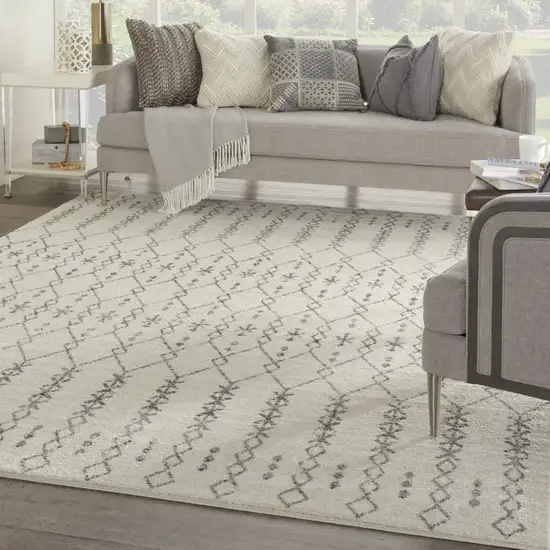 Ivory and Gray Geometric Area Rug Photo 7