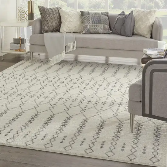 Gray And Ivory Geometric Distressed Area Rug Photo 6