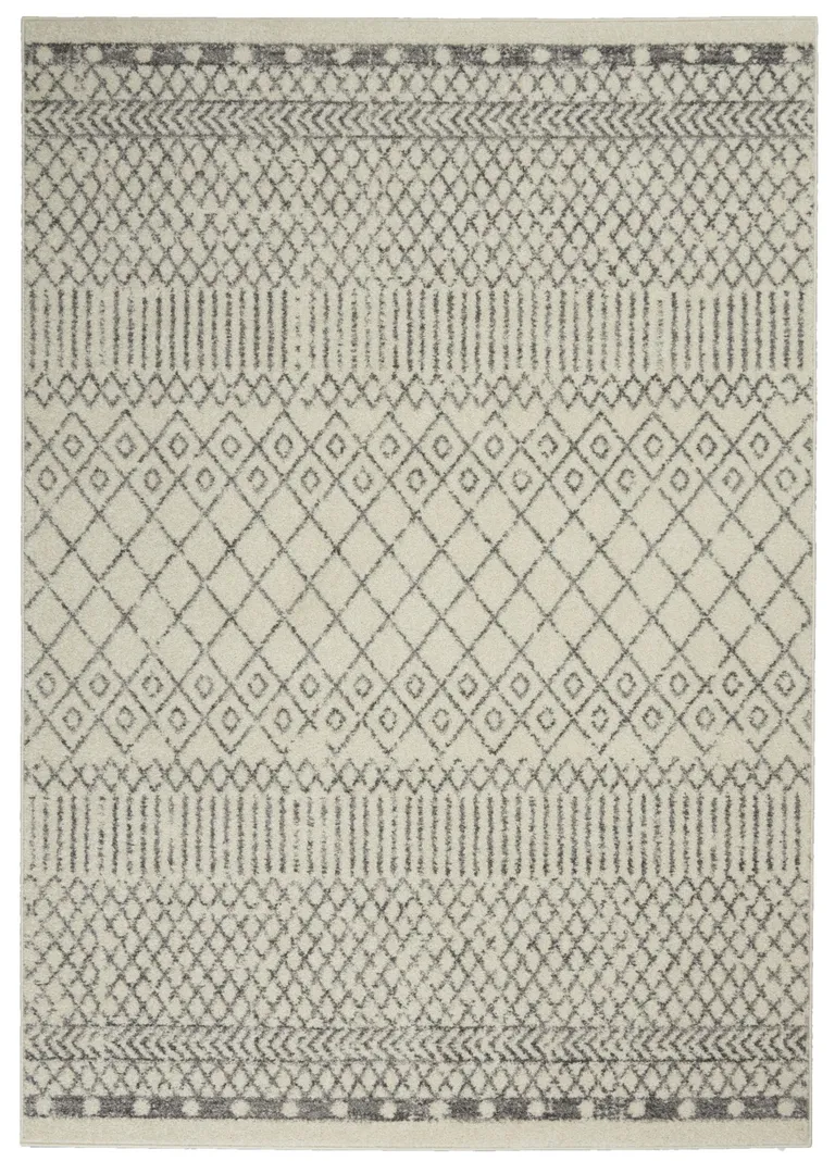 Ivory and Gray Geometric Area Rug Photo 1