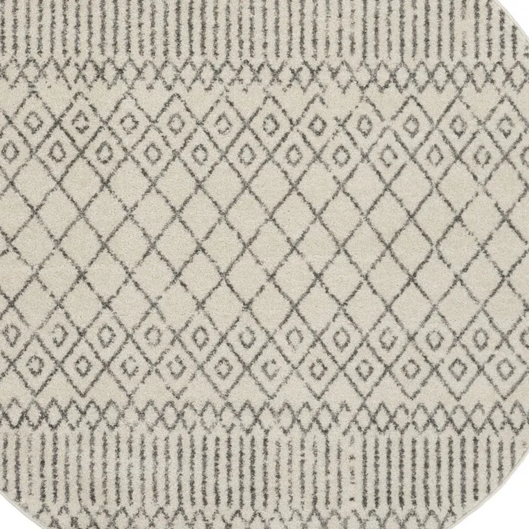 Ivory and Gray Geometric Area Rug Photo 1