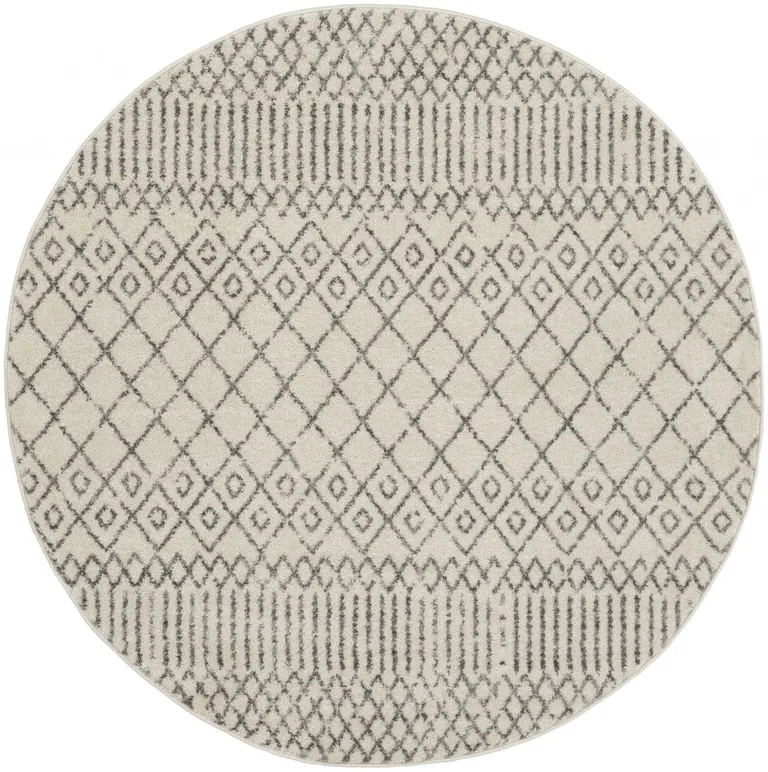 Ivory and Gray Geometric Area Rug Photo 3