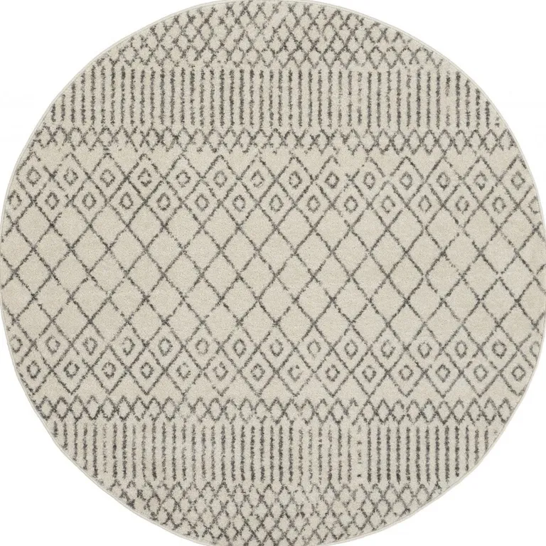 Ivory and Gray Geometric Area Rug Photo 2