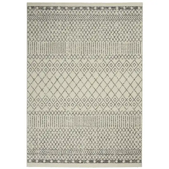 Gray And Ivory Geometric Distressed Area Rug Photo 4