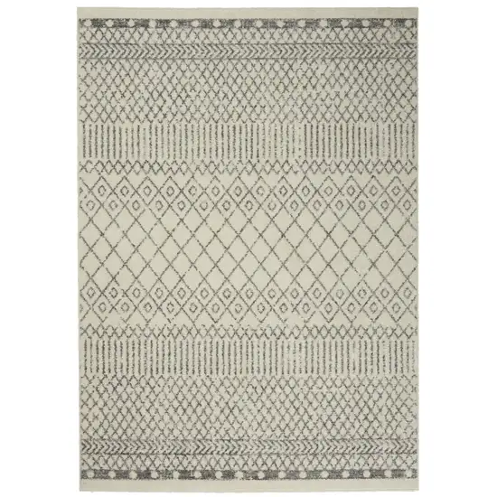 Ivory and Gray Geometric Area Rug Photo 9