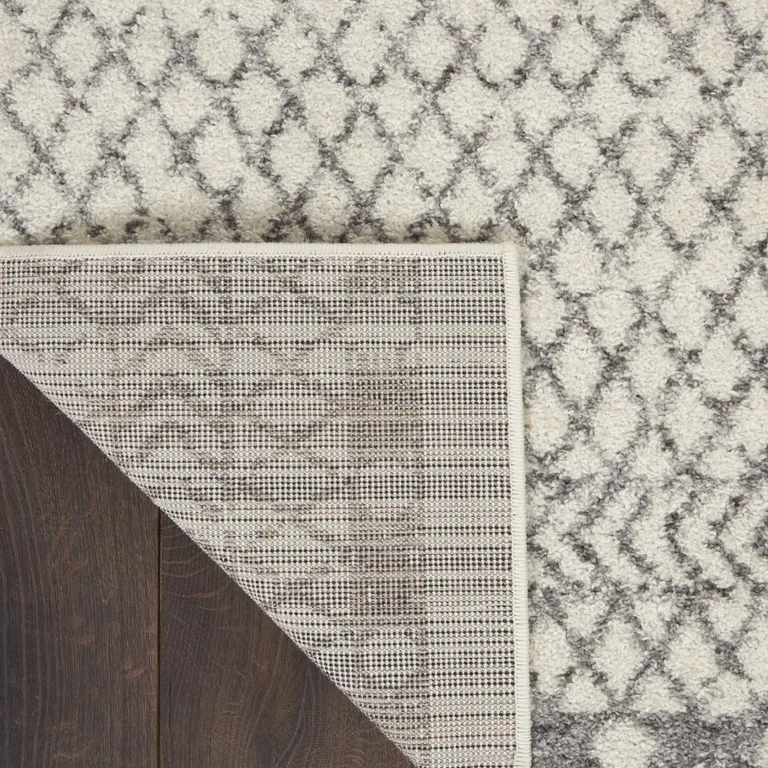 Ivory and Gray Geometric Area Rug Photo 3