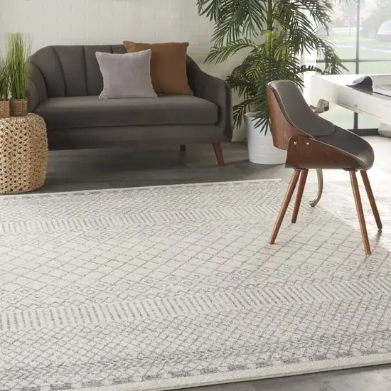 Ivory and Gray Geometric Area Rug Photo 8