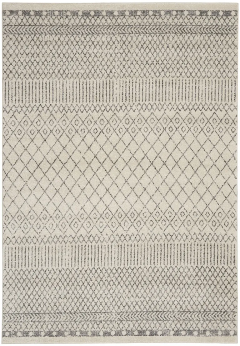 Ivory and Gray Geometric Area Rug Photo 2