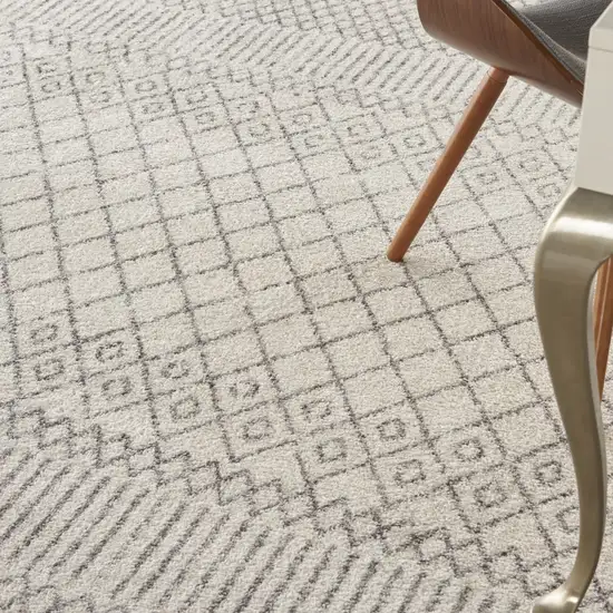 Ivory and Gray Geometric Area Rug Photo 9