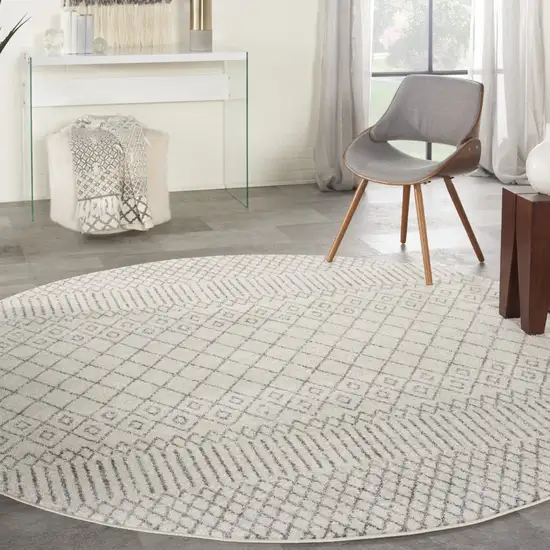 Ivory and Gray Geometric Area Rug Photo 8