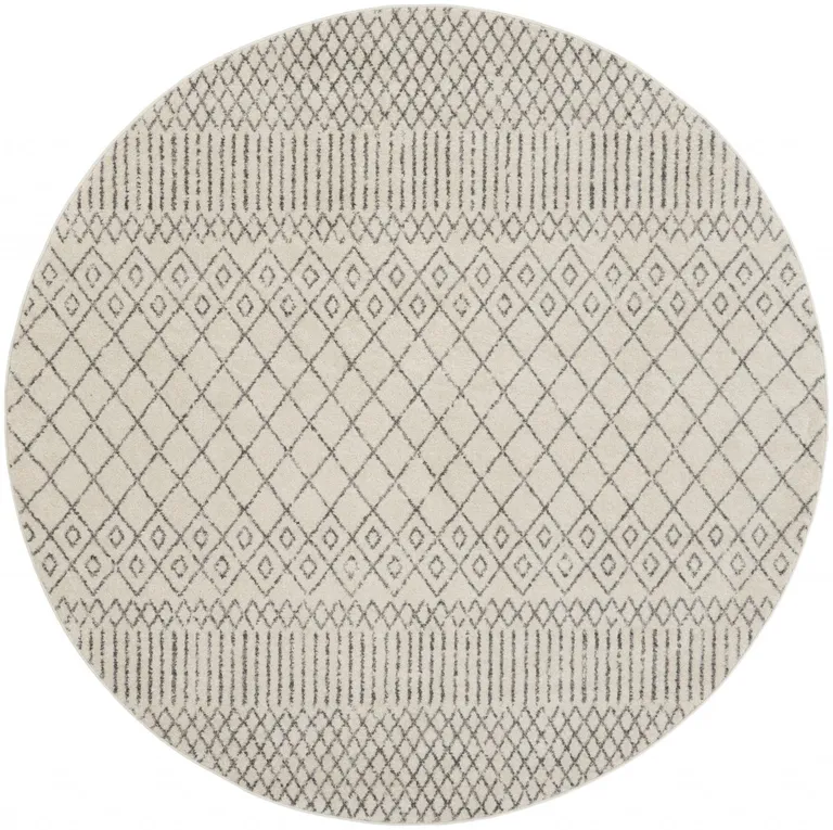 Ivory and Gray Geometric Area Rug Photo 1