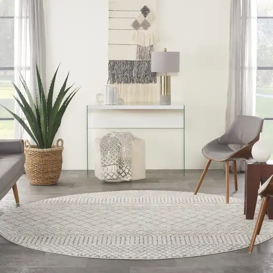 Ivory and Gray Geometric Area Rug Photo 10