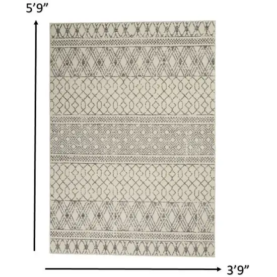 Ivory and Gray Geometric Area Rug Photo 6